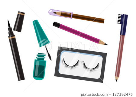 Set of Eye Makeup Tools Eyeliner, Lash, Pencil, Mascara 127392475