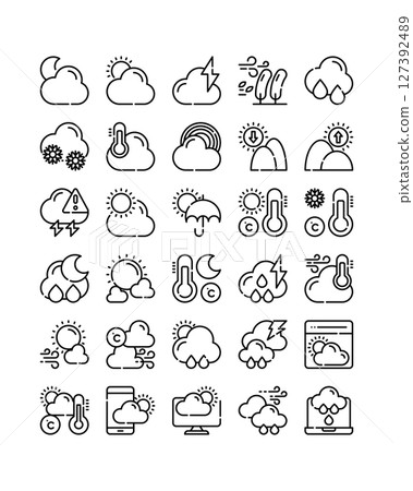 weather line icon element 127392489