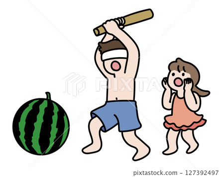 Watermelon splitting vector illustration Watermelon splitting vector illustration 127392497