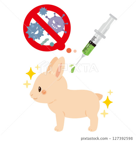Illustration of a rabbit receiving a vaccine 127392598