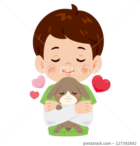 Boy holding a rabbit 2 Boy holding a rabbit 2 127392602