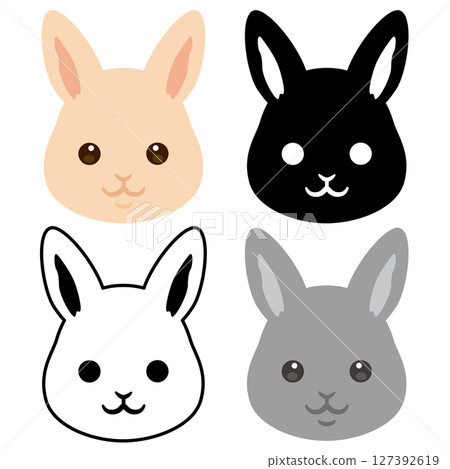 Rabbit face icon set 127392619