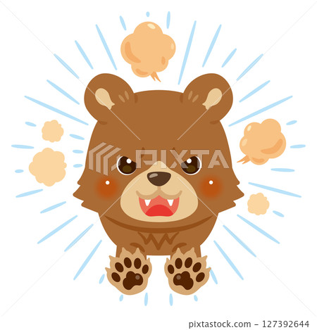 Frontal illustration of an attacking bear 127392644
