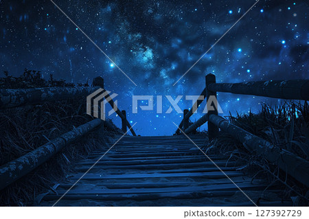 Stairs leading to the starry sky 127392729