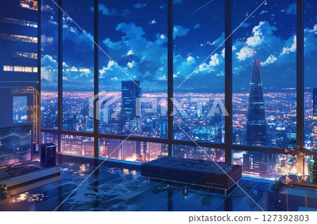 從高樓欣賞城市夜景 127392803