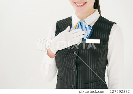 A female appraiser wearing gloves A female appraiser wearing gloves 127392882
