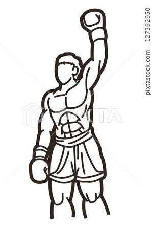 Boxing Sport Boxer The Winner Action Ultimate Fighter Cartoon Graphic Vector 127392950