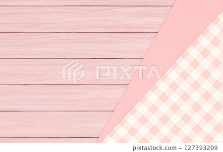 Background material_wooden table and cloth_pink 127393209