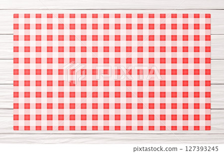 Background material_wooden table and cloth_red 127393245