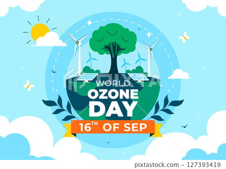 World Ozone Day Vector Illustration on September 16 to Raise Public Awareness About the Earth Ozone Layer and Protecting the Environment Background World Ozone Day Vector Illustration on September 16 to Raise Public Awareness About the Earth Ozone Layer and Protecting the Environment Background 127393419