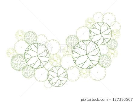 architecture drawing plant tree top view plan greenery vegetation vector. design nature architectural landscape set element illustration bush garden flora sapling minimal. architect isolated. 127393567