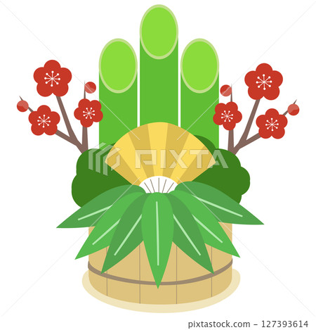 New Year's lucky charm, Kadomatsu, vector illustration, New Year's card 127393614