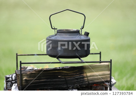 Fire pit and kettle Fire pit and kettle 127393784