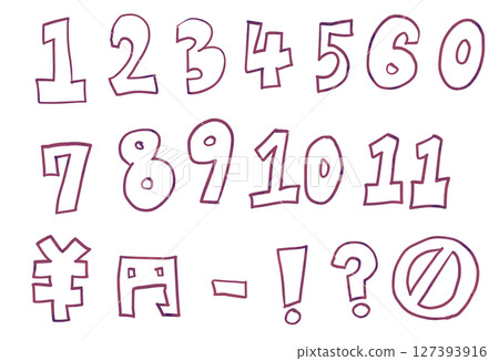 Hand drawn numbers set Hand drawn numbers set 127393916