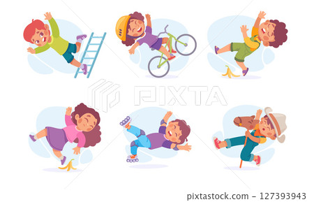 Playful children are enjoying fun and cheerful mischief in various lively activities Playful children are enjoying fun and cheerful mischief in various lively activities 127393943