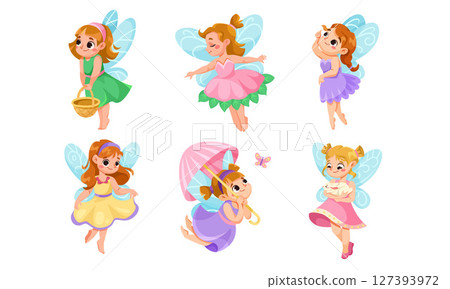Enchanting and Charming Fairy Characters in Playful and Whimsical Poses for All Ages 127393972