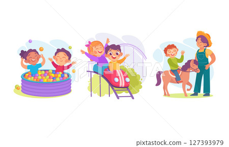 Children Are Having a Wonderful Time Enjoying Fun Activities at an Exciting Summer Fair Children Are Having a Wonderful Time Enjoying Fun Activities at an Exciting Summer Fair 127393979