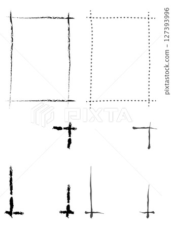 單色手繪格子方形框架集 127393996