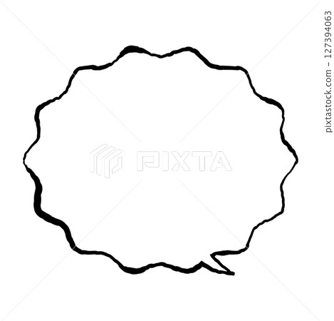 Hand-drawn jagged speech bubble and emotion expression frame for surprise or confusion 127394063