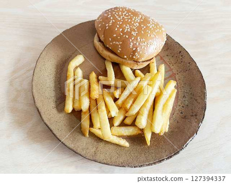 Burger and fries 127394337