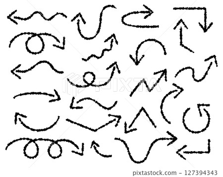 Crayon touch arrow icon set 127394343