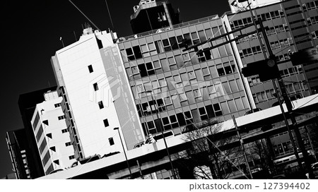 Monochrome urban landscape Monochrome urban landscape 127394402
