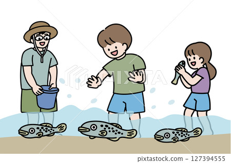 向量圖的捕撈香魚 向量圖的捕撈香魚 127394555