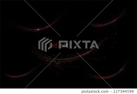 Isolated exquisite design component, set of red arcs on black background Isolated exquisite design component, set of red arcs on black background 127394599