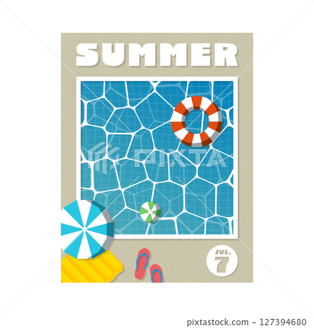 Simple and stylish summer vacation postcard, seaside vacation, daytime Simple and stylish summer vacation postcard, seaside vacation, daytime 127394680