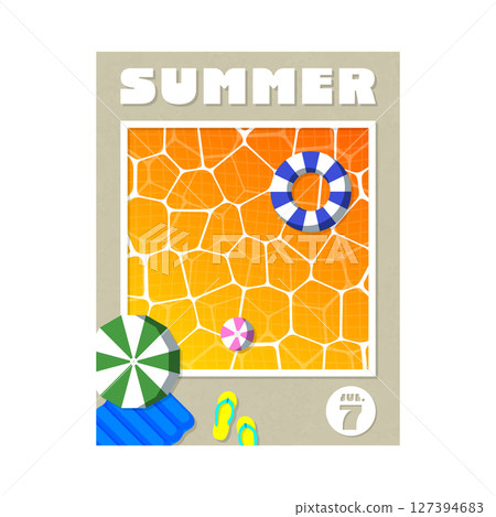 Simple and stylish summer vacation postcard, seaside vacation, evening scenery Simple and stylish summer vacation postcard, seaside vacation, evening scenery 127394683
