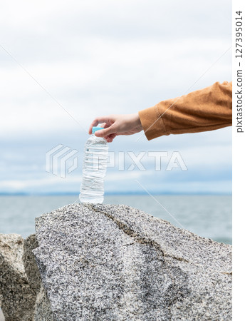 Person holding a bottle of water 127395014