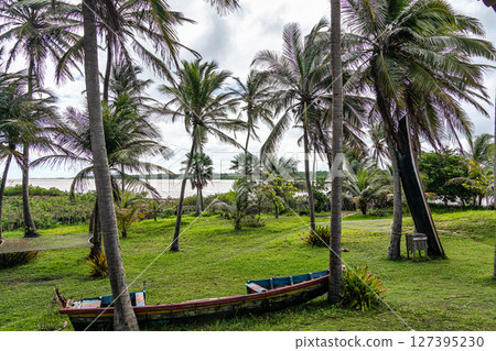 Typical Jungle lodge located at Ilha das Canarias, Brazil. Delta do Parnaiba and Delta das Americas. Typical Jungle lodge located at Ilha das Canarias, Brazil. Delta do Parnaiba and Delta das Americas. 127395230