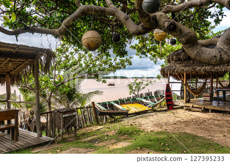 Typical Jungle lodge located at Ilha das Canarias, Brazil. Delta do Parnaiba and Delta das Americas. Typical Jungle lodge located at Ilha das Canarias, Brazil. Delta do Parnaiba and Delta das Americas. 127395233
