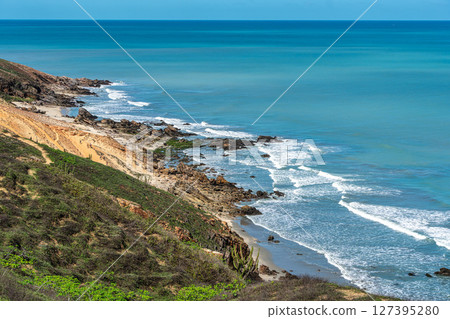 Trail along the coast and beaches from Jericoacoara to Pedra Furada in Ceara State, Brazil. Trail along the coast and beaches from Jericoacoara to Pedra Furada in Ceara State, Brazil. 127395280