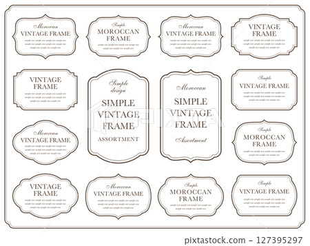 Set of 5 vintage frames and ornaments in sepia 127395297