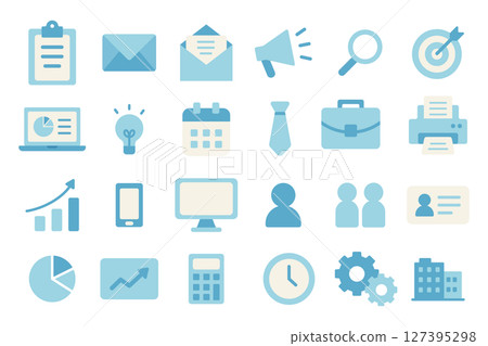 Office related flat icon material blue 127395298