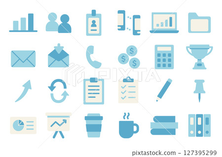 Office related flat icon material blue Office related flat icon material blue 127395299