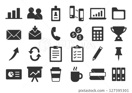 Business icon set monochrome Business icon set monochrome 127395301