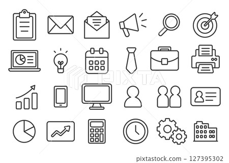 Business icon set line monochrome 127395302