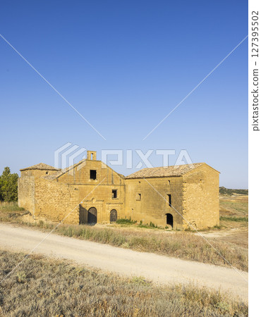 Abandoned monastery of San Felices near Uncastillo, Zaragoza, Spain, during a sunny day 127395502