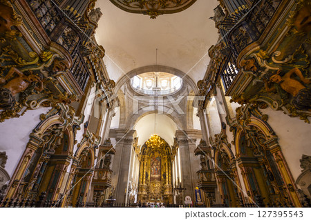 Ornate pipe organs decorating the interior of Igreja Matriz de Cabeceiras de Basto in Portugal 127395543