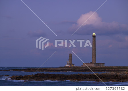 Gatteville Lighthouse illuminating the Normandy Coast at Dusk Gatteville Lighthouse illuminating the Normandy Coast at Dusk 127395582
