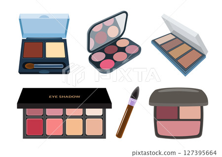 Set of Palettes Makeup Products vector illustration Set of Palettes Makeup Products vector illustration 127395664
