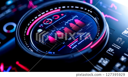 A close up of a dashboard with graphs on it A close up of a dashboard with graphs on it 127395929