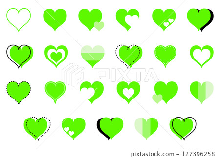 Simple heart mark set yellow-green Simple heart mark set yellow-green 127396258