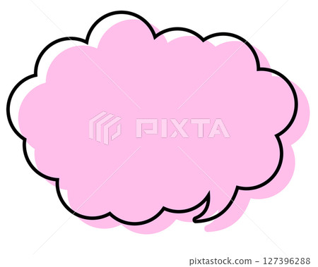 A simple speech bubble with misaligned lines and a rounded cloud shape A simple speech bubble with misaligned lines and a rounded cloud shape 127396288