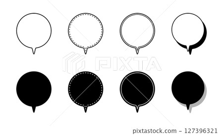 Simple round downward speech bubble set 127396321