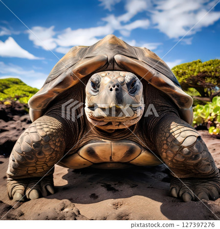 an AI Image Generator, Majestic Tortoise in a Scenic Natural Habitat 127397276