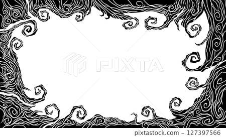 Creepy dead tree line drawing_frame background illustration material Creepy dead tree line drawing_frame background illustration material 127397566