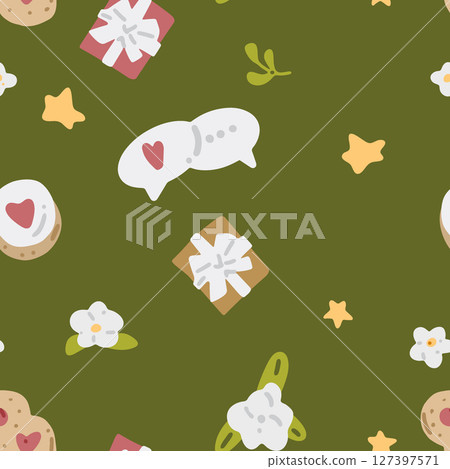 Seamless Cute Gift Cookie Pattern 127397571